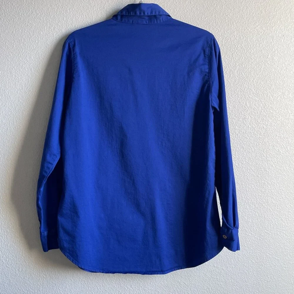 4/$25 Drawstrings of Malibu Long Sleeve Blue Cotton Shirt Travel Wear‎ Women S